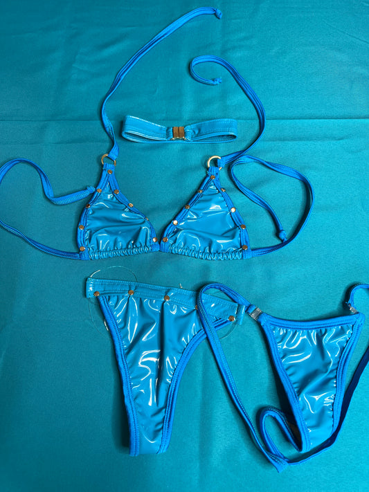 Two-Piece Lingerie Bikini Baby Blue Exotic Dance Wear Outfits