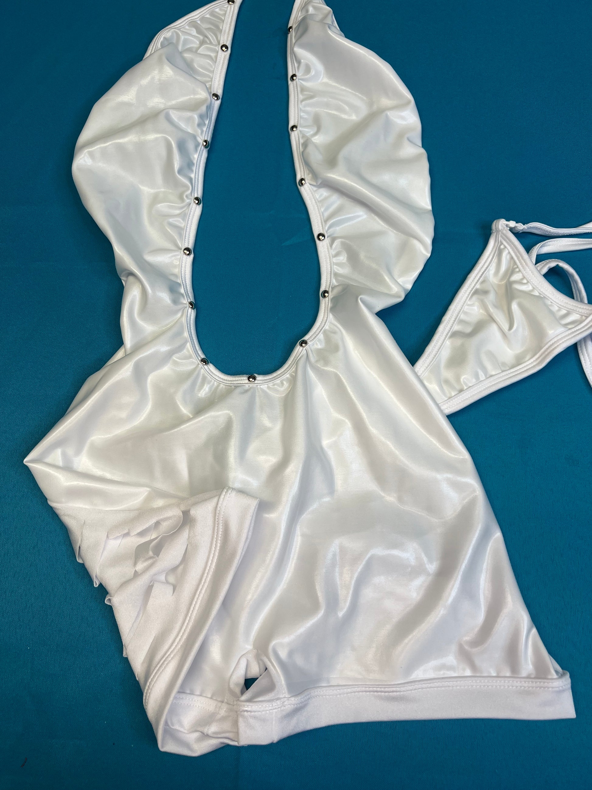 White Ripped Back Exotic Dance Wear One-Piece Lingerie Outfit