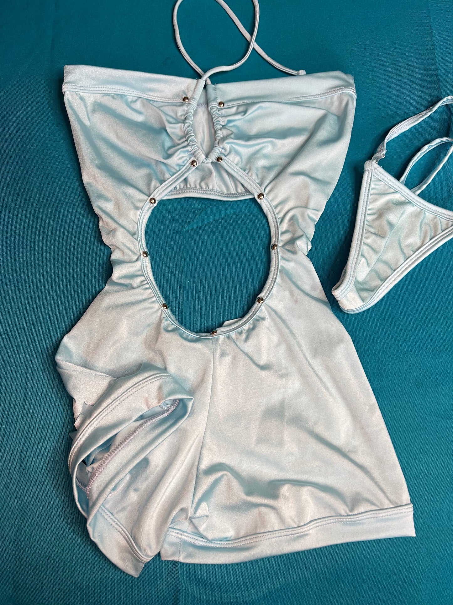 One-Piece Baby Blue Dance Wear Lingerie Outfit for Stripper