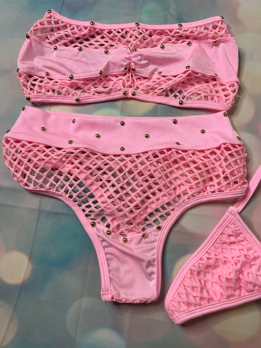 Baby Pink Tube Top Dance Wear Shorts Seductive Stripper