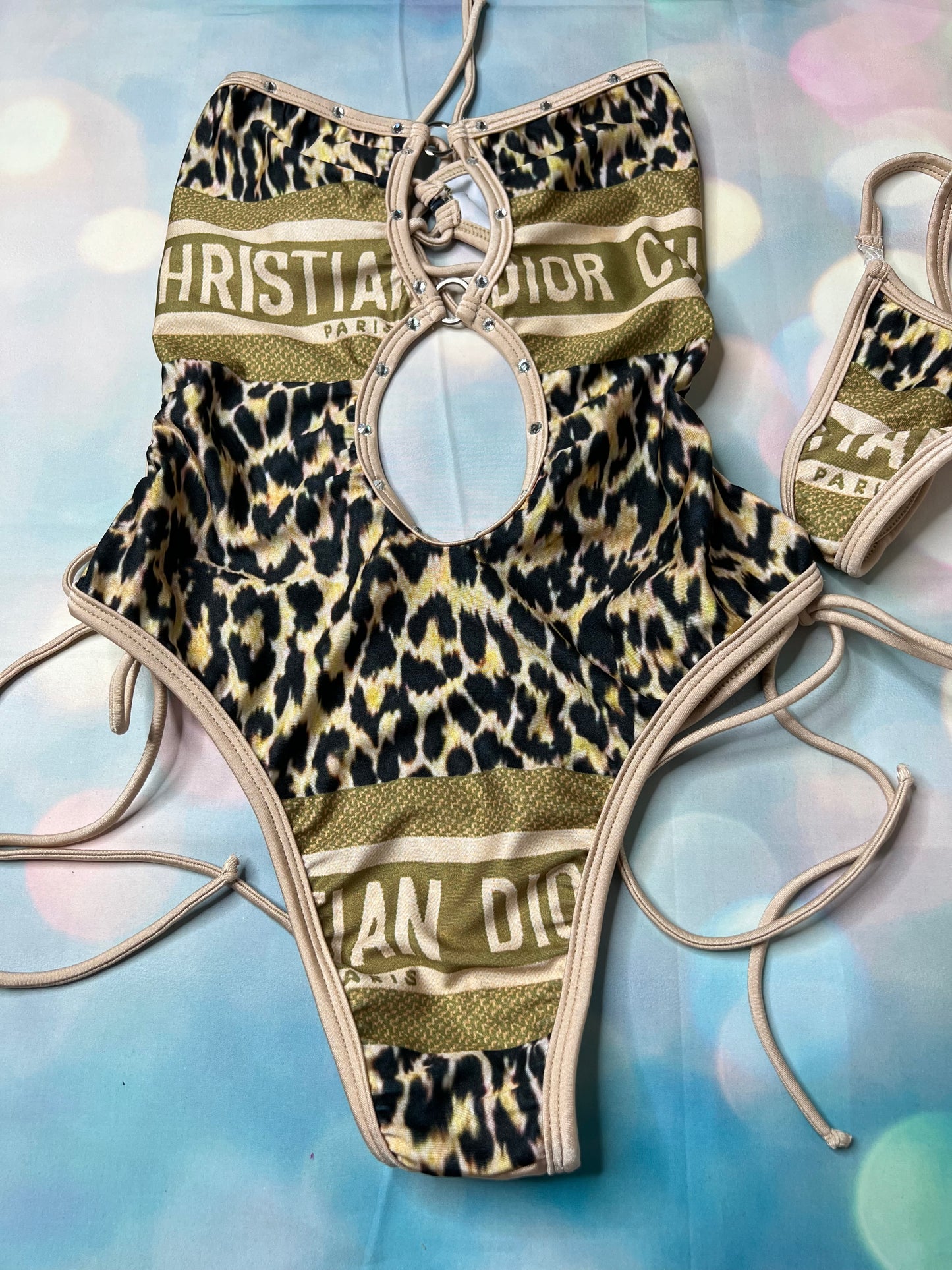 Exotic Cheetah Print Dance Wear One-Piece Outfit Sexy Pole