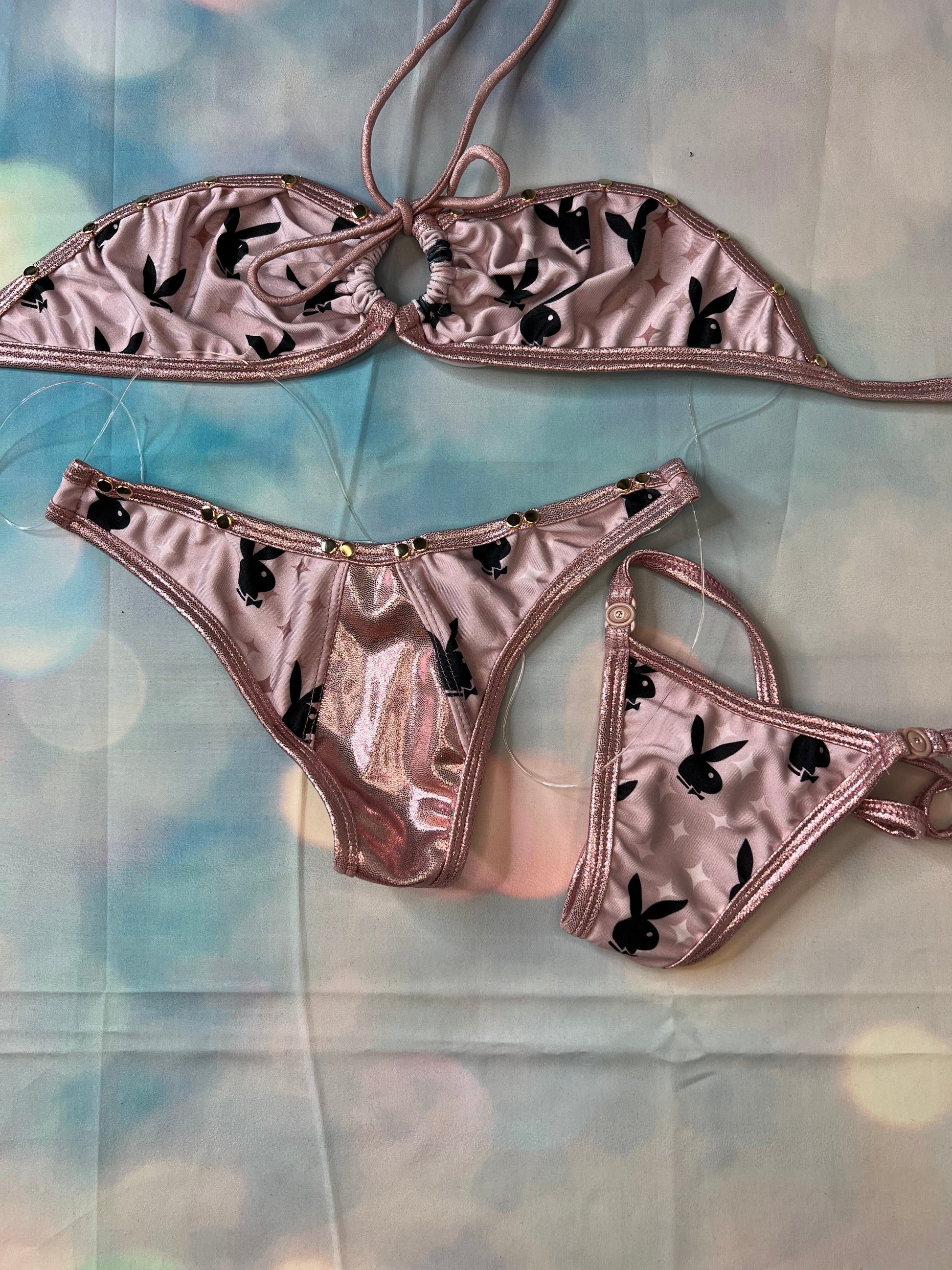 Pink Shimmer Exotic Dance Wear Two-Piece Outfit - Sexy Lingerie