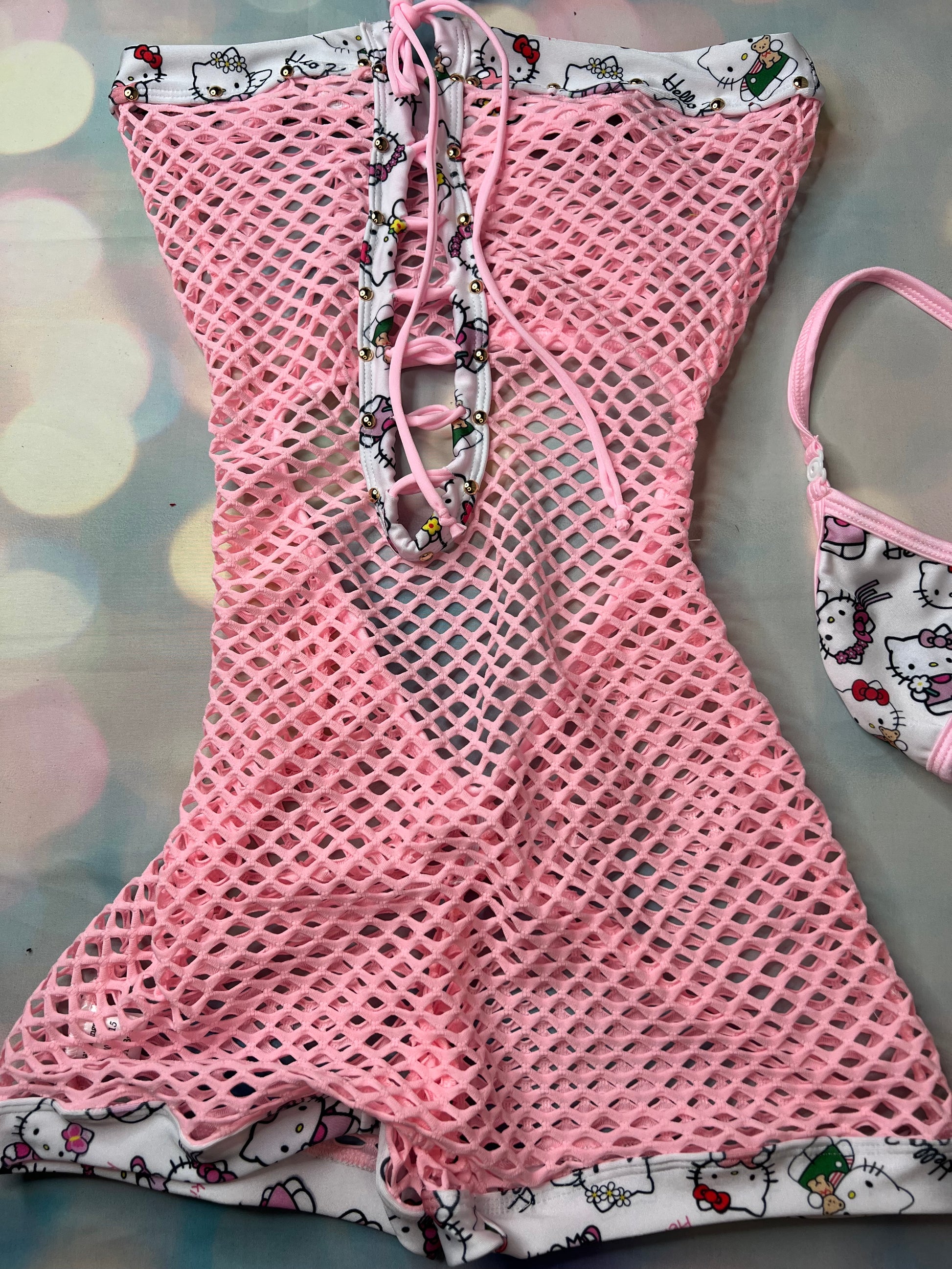  Exotic Dance Wear Baby Pink Fishnet One-Piece - Stylish Stripper