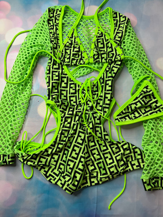 Exotic Dance Wear Neon Green Outfit Confidence and Style