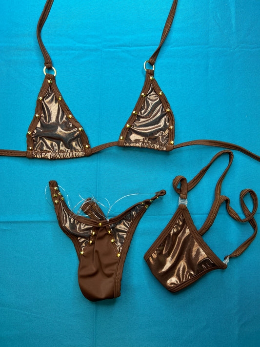 Two-Piece Brown Bikini Set Exotic Dance Wear Sexy Lingerie