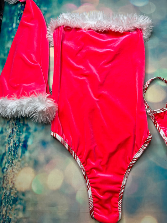 Pink Velvet One-Piece Christmas Outfit