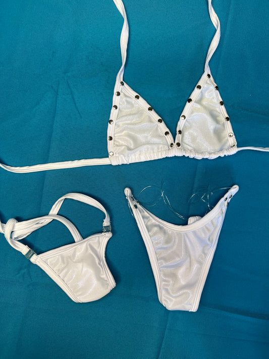 Two-Piece Metallic White Bikini Exotic Wear & Seductive Lingerie