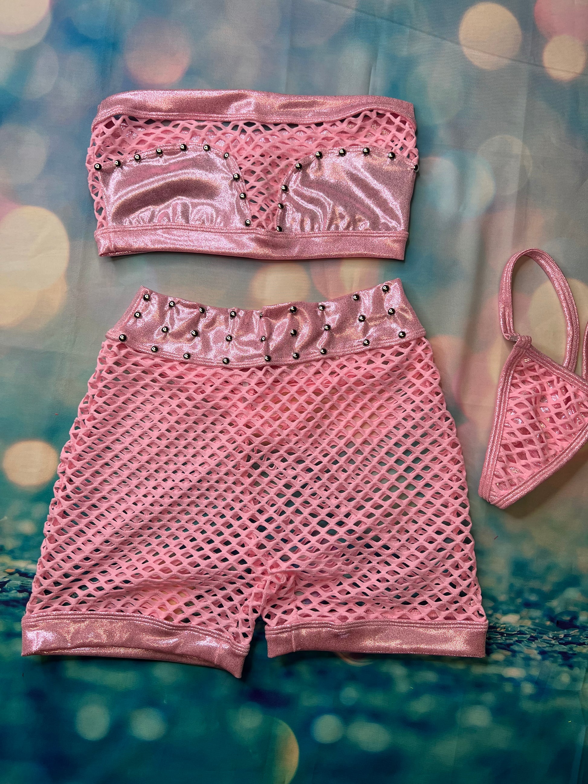 Baby Pink Two-Piece Exotic Dance Wear Outfit Passionate Dancer