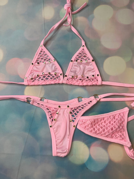 Exotic Dance Wear Bikini Baby Pink Lingerie for Strippers & dancer